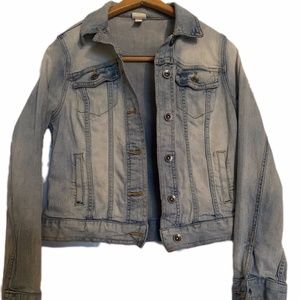 Merona Women's Denim Blue Jean Jacket Distressed Light Wash Size Small
